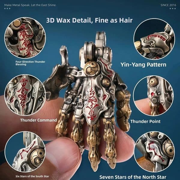 Gothic Retro Mechanical Hand Keychain Damping Articulated Pendant Multiuse Bag Charm Desktop Office Ornaments Gifts 260319