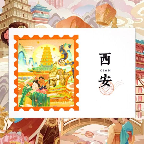 Bestseller Original hand-painted creative postcards of Xi'an's dazzling beauty, Xiang Guifei postcards, stamped souvenirs from bookstores and post offices ddmytues