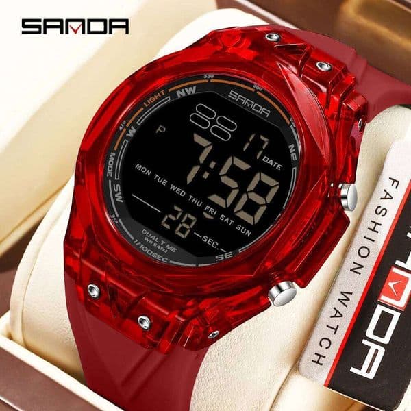 SANDA New 6289 Fashion Sports Multi functional Waterproof LED Student Electronic Watch Alarm Clock