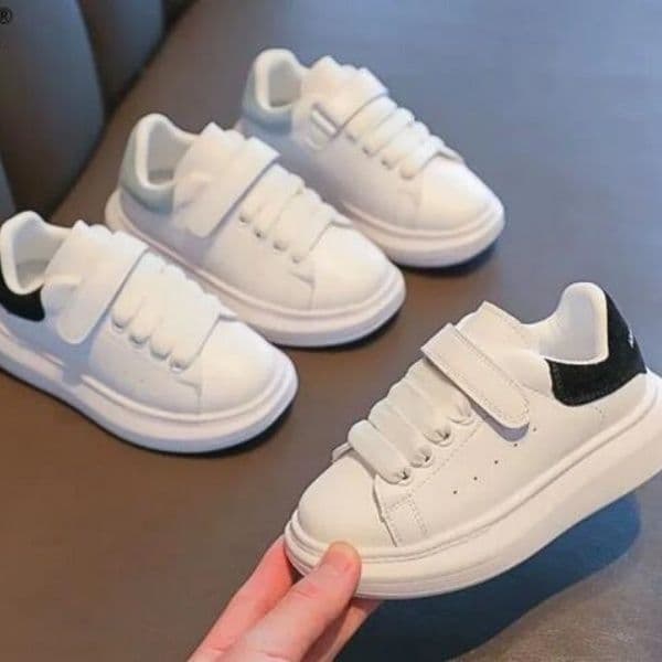 Designer shoes 2026 Children's pu sports shoes White Hook & Loop Sneakers - Spring Fall Casual Athletic Non-Slip Shoes for Boys & Girls