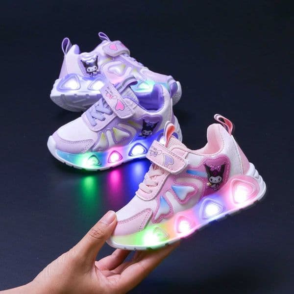 KidsCasual Shoes Children Led Light Cartoon Spring Printed Anti-slip Sneakers Casual Shoes Pink Purple Size 21-30 j20260319