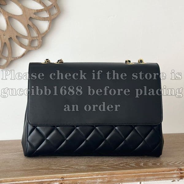 12A Definite Mirror Quality Designer Maxi Chain Bag 33cm Vintage Handbags for Women Genuine Leather Quilted Shoulder Bag Black Crossbody Purse A2215