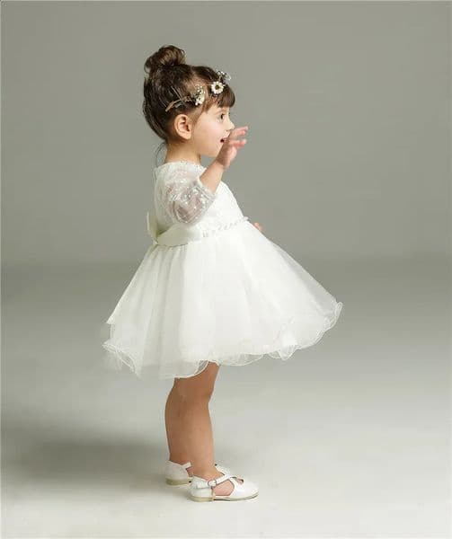 024 Months Long Sleeve Baby Girl Dress Infant Toddler Birthday Party Dresses Little Girls White Wedding Baptism 8515 260320
