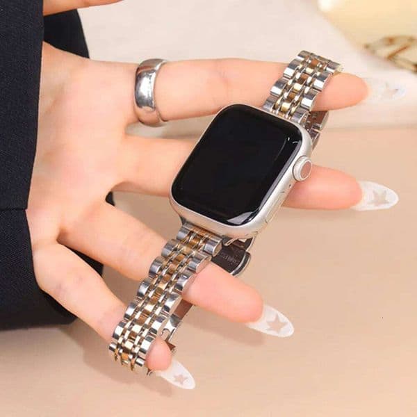 Stainless Steel Strap Apple Watch Band 40mm 38 41 42 44 45 49mm Butterfly Buckle Bracelet for iWatch Series 9 8 7 6 SE 5 4 3