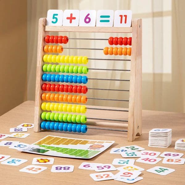 Classic Wooden Educational Counting Toy 100 Beads Preschool Math Learning Toys Montessori Number Arithmetic Abacus Toddler Gift 260320