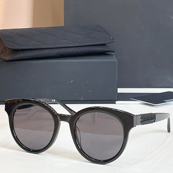 CH6821 Womens Cat Eye Round Fashion Designer brand Light colored decorative mirror Acetate Frame eyewear Womans Outdoor Pool Party Sunglasses