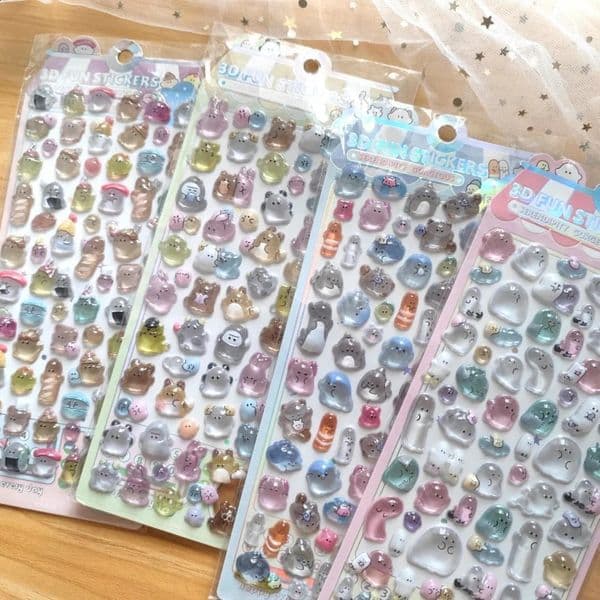4-Piece Kids Cartoon Cute Soft Ghost 3D Stickers - Adorable 3D Decor Decals for Phones Notebooks BulingBulingStickers Store 260319