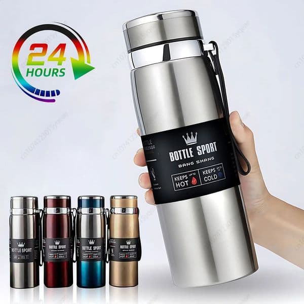 1000ml Thermal Water Bottle Thermos Vacuum Flask Double Stainless Steel Coffee Tea Insulated Cup Leakage-proof for Office 260316