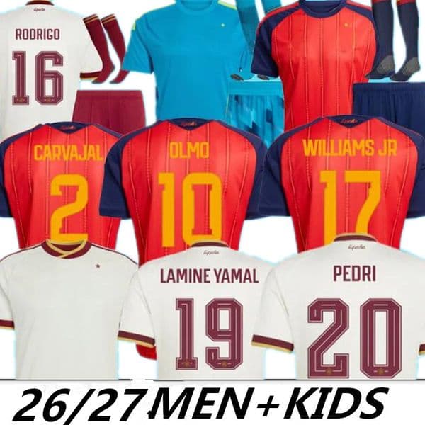 Spain 2026 World Cup Soccer Jerseys 2027 Pre-Match PEDRI Espana MORATA CARVAL fans Player football shirt men away kids kits OLMO FERRAN RODRIGO LaMiNe YAMAL