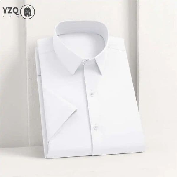 Mens Business Casual Solid Color Short Sleeve Shirt Summer Fashion No Ironing Comfortable Versatile Top for Men 260320