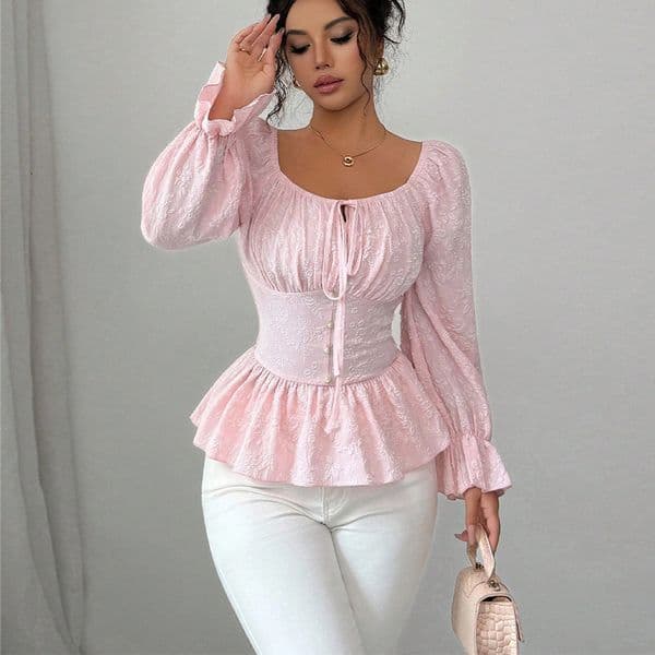 French Design Shirt Autumn Polo Shirt Designer Shirt New U-neck Tie Long Designer Hoodie Sleeve Top