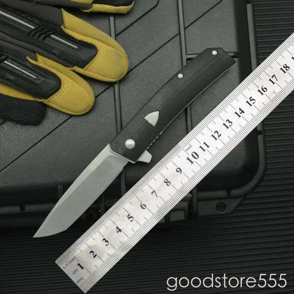 Mini 601 Bugout AXIS Folding Knife couteau 2.75 20CV Satin fixed blade knife Plain pocket knife Blade, G10 Handles