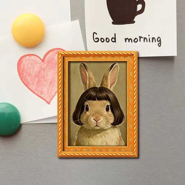 1 Piece of Cute LongHairedR abbitR efrigeratorM agnetW oodenM iniD ecorativeP aintingo fa R abbitL adyW oodenF ridgeM agnetF unH omea ndO fficeD ecoratio S26319