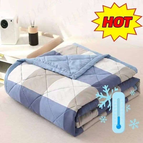 Summer Plaid Cold Lightweight Breathable Cooling Air Condition Comforter Soft Quilt Duvet Travel Blanket for Hot Sleeper 26H0320