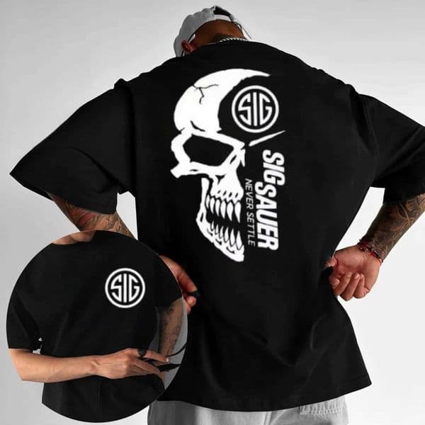 2026 Summer Mens Sig Souer Gun Pattern T-shirt Germon Gun Ammunition Army Top Casual Military Police T-shirt Skull Pattern Tee Q260319