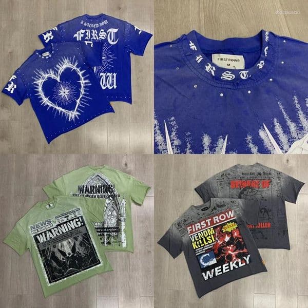 Men's T Shirts High-quality One Day Shipped Out FIRST ROW T-shirts Fashion Men Women American Streetwear Round Neck Short Sleeeve Tops