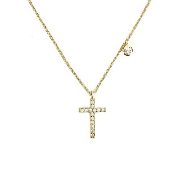 Cross Necklace Fashion Jewelry 925 Sterling Silver 14k Gold Plated Cross Pendant Necklace Jewelry