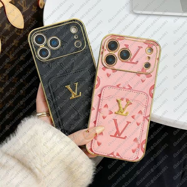 iPhone 17 Pro Max Phone Case Designer Card Pocket Golden Badge iPhone Case with for iPhone 16 ProMax Cases Apple 15 14 13 12 Plus Cell Phone Cases Leather Mobile Cover
