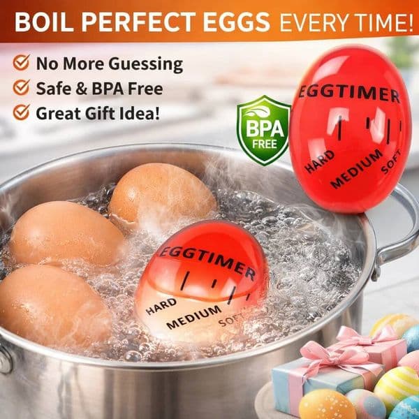 Egg Timer Alarm Clock for Kitchen Perfect Soft Medium Hard Boiled Eggs Decorative Cooking Tool with Stage Doneness Indicator