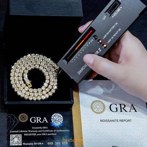 VVS moissanite Bracelet Tennis hip-hop necklace Fashion jewelry by GRA test 5mm Cuban chain for men and women