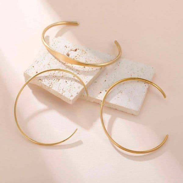 Smooth Gloss Women's Open Bracelet Stainless Steel Minimalist Street Hip Hop Fashion Jewelry Gift 26W0320