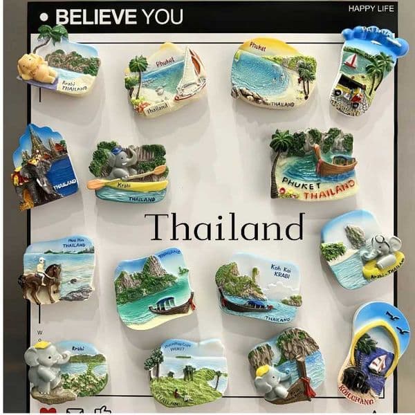 ThailandPhuketBangkokKrabielephantThai boxing3D StereoscopicTourism souvenirsResin paintingRefrigerator magnets S26319