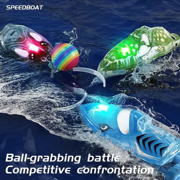 Mini RC Boat Push Ball High Speed LED Light 24GHz Electric Remote Control Ship Remote Control Boat Stunt Water Toy Party Game 260320