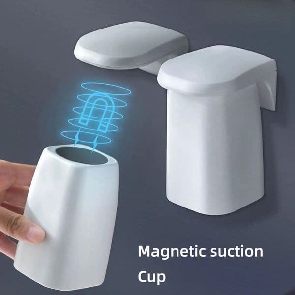 Magnetic Suction Mouthwash Cup Wall Mounted Magnet Toothbrush Holder for Home Bathroom Shower Drain Rack Brushing Accessories 260319