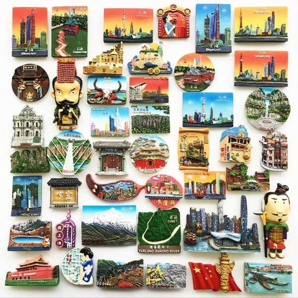 Chinese City 3D Fridge Magnets Tourism Souvenir Craft Resin Refrigerator Magnets Sticker Collection Handicraft Gift Decoration S26319