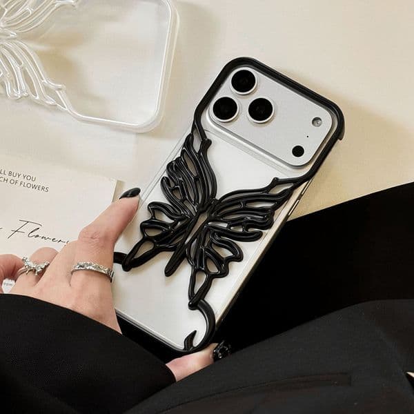 Skeleton Bezel-Less Phone Case For Iphone 17 16 15 14 13 Pro 12 11 Max Electroplating 17Promax Butterfly 16Promax Phone Case 15Promax Matte 17Pro Cover 14Promax Shell