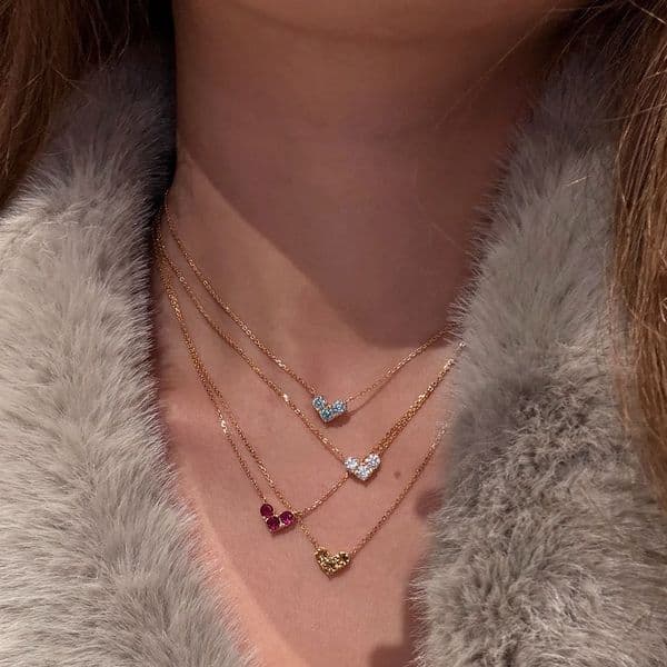 Designer High Quality Light Luxury Birthstone Heart Necklace with Month Gemstone Clavicle Chain for All Occasions Gift Textured Elegant Accessory Q260515