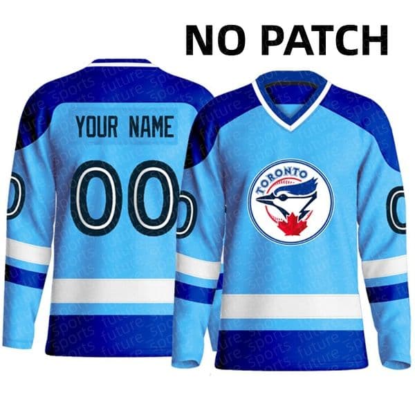Customized NO PATCH men's Bluebird Moon Blue retro embroidered ice hockey jersey, breathable and fashionable, suitable for competition and training, casual