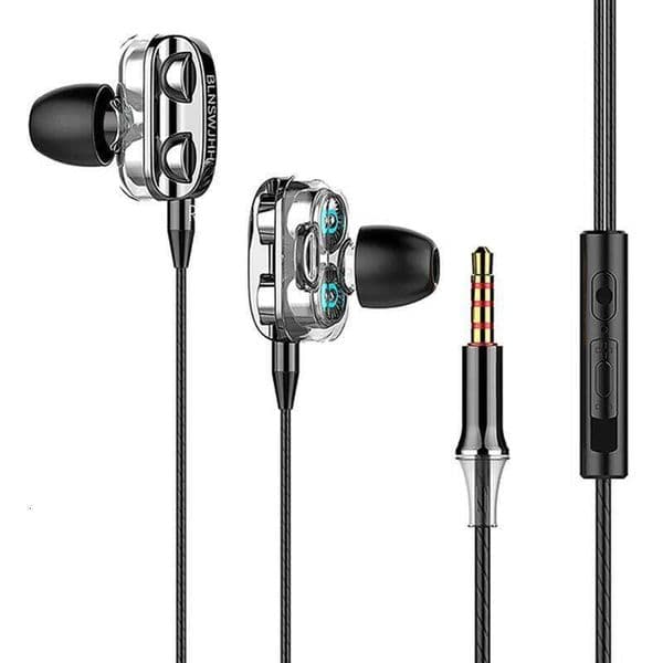 Universal Wired 3.5mm Jack Headset Double Horn 6D Stereo Heavy Bass Music Earphones With Mic Gaming Handsfree In-ear Earbuds 26L0320