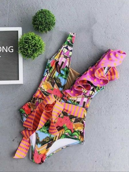 RUOTONGSEPT 2023 Women Swimsuit Strappy Bandege Swimwear Backless Sexy One Piece Ruffled Bikini Bathing Suit Beachwear Monokini L260304