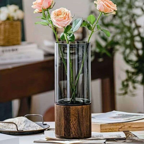 Light Luxury Simple Retro Creative Primary Color Glass Water Nourishing Vase Living Room Table Decoration 26W0320