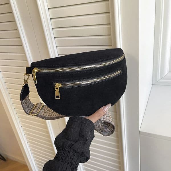 Woman Waist Bag 2025 Winter Faux Suede Chest Street Trend Fanny Pack Casual travel Female Shoulder Crossbody Phone Purse 260317