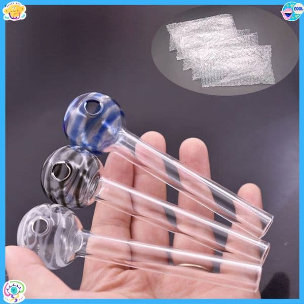 Wholesale Cheap MINI 4inch colorful Glass Hand Tube Straight straw Pipe With 30mm Ball Lollipops Head Oil Burner Bubbler Smoking Bowl