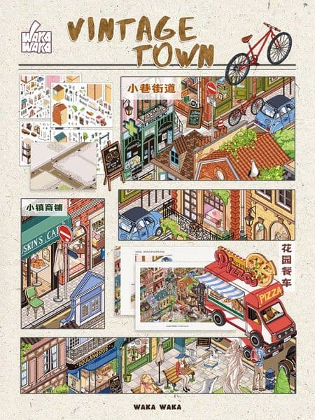 Vintage Town 25D Landscaping Stickers DIY Decompression 3D Diy Miniature Scene Sticker Visual Stacking 260319