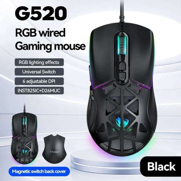 G520 Gaming Wired RGB, 7 Buttons Ergonomic Lightweight, Adjustable DPI USB Mouse for Gamers PC Laptop Computer iPad 26L0320