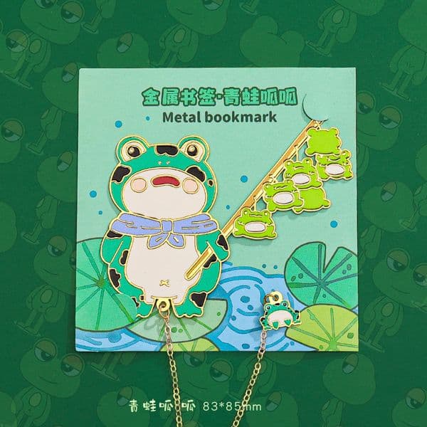 Original metal bookmark, frog design, suitable back-to-school season, graduation commemorative gift for students, Chinese-style creative hollow design