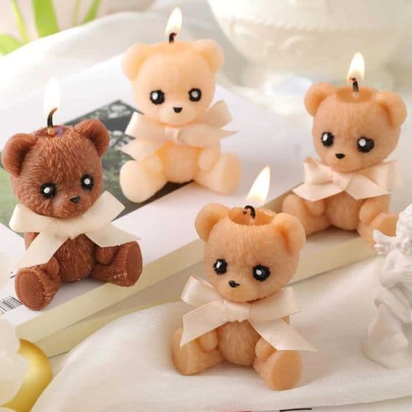 Bear Shaped Candle Scented Aesthetic Cute Decorative Soy Wax Candle for Memorial Desk Decor Living Room Party Favors Gift H260319