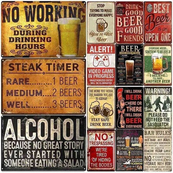 Funny Bar Metal Retro Plaque, Vintage Sign, Alcohol Drinker, Pub, Club, Man Cave, Kitchen Wall Decoration 26Y0320