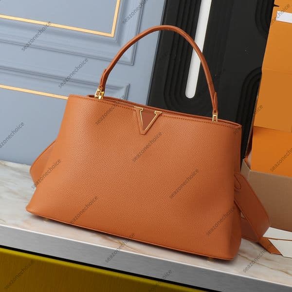 Capucines Souple Large Handbags 38CM Designer Bags Capucines BB Totes Bags Fashion Black Bags Brown Shoulder Bags Aurillon Leather Crossbody Bags Clutch Lady Bags