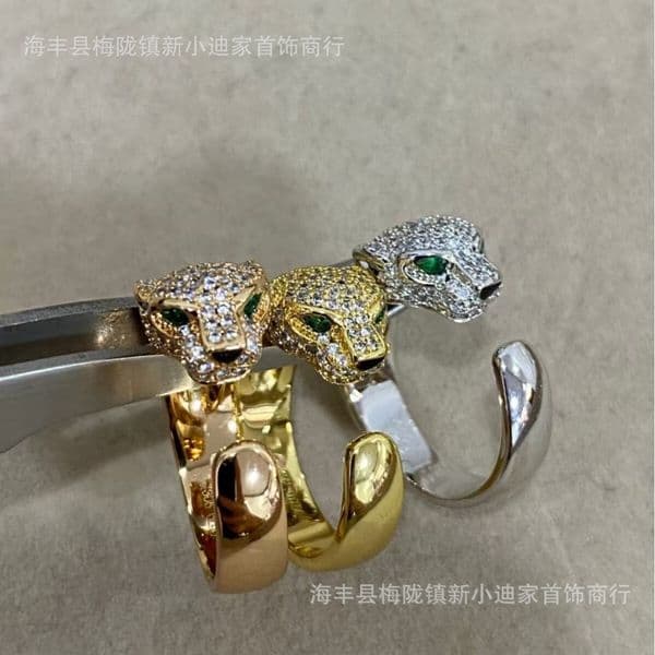 designer ring carter love ring Vitas leopard head open-ended index finger ring for women fashionable diamond-studded couples ring for men and women
