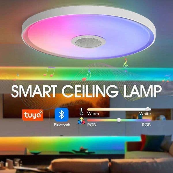 LED Smart Ceiling Lamps RGB APP Remote Control Dimming Modern Home Lighting Music Light with Speaker For Living Room Bedroom 26Y0320