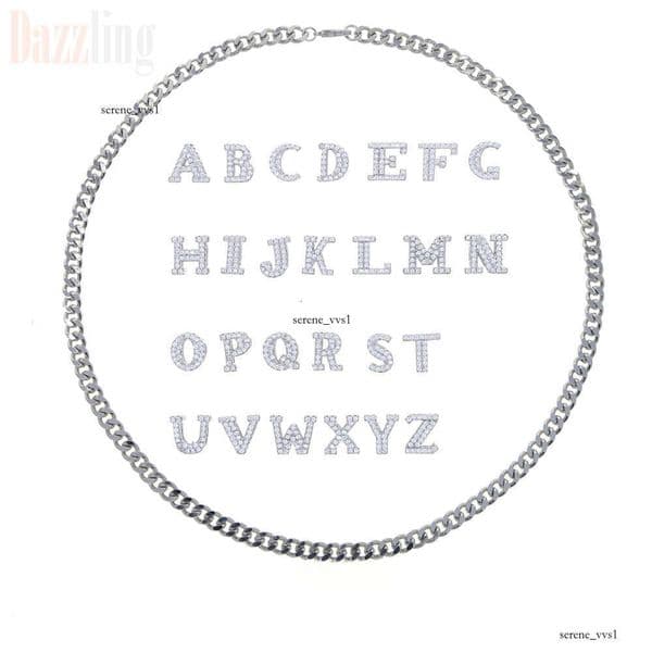 Jewelry personalized letter Moissanite necklace with diamonds 26-letter English Cuban chain unisex for wholesale