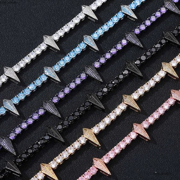 Hip Hop Black Panther Style Wolf Tooth Trendy Men's 5mm Tennis Chain Zircon Spike Necklace Accessories Wholesale