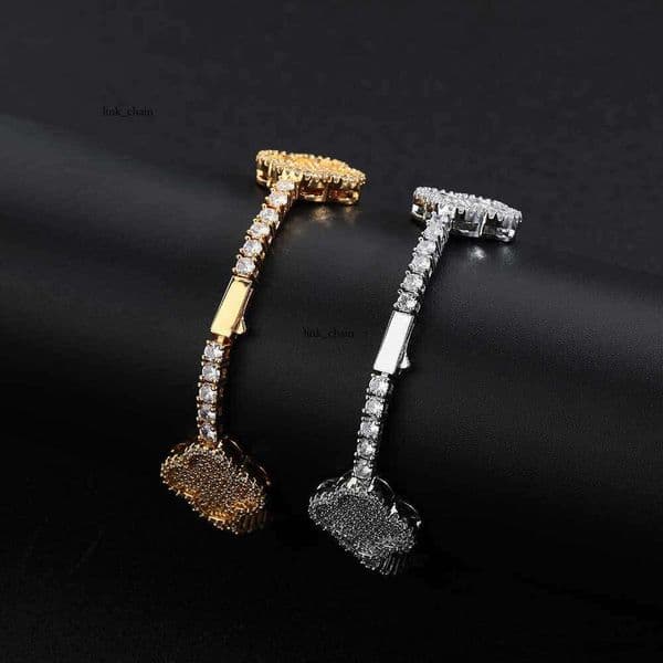 Jewelry Hip Hop Spring Buckle Four-Leaf Clover Moissanite Tennis Chain Men's Necklace High-End Versatile Bracelet Jewelry rt