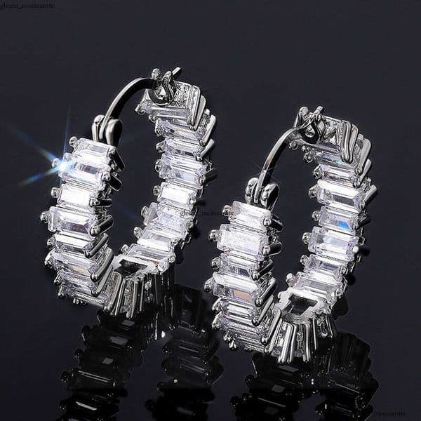 new Jewelry style unique single-row teardrop AAA Moissanite earrings luxurious ladies' ear cuffs wholesale