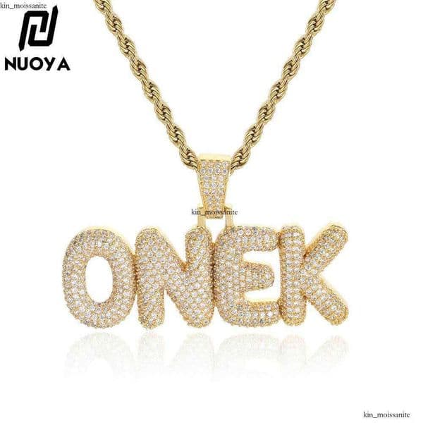 Jewelry Small Bubble English Letter Splicing Combination Trendy Brand Hip Hop Silver Inlaid Moissanite Men's Pendant Necklace